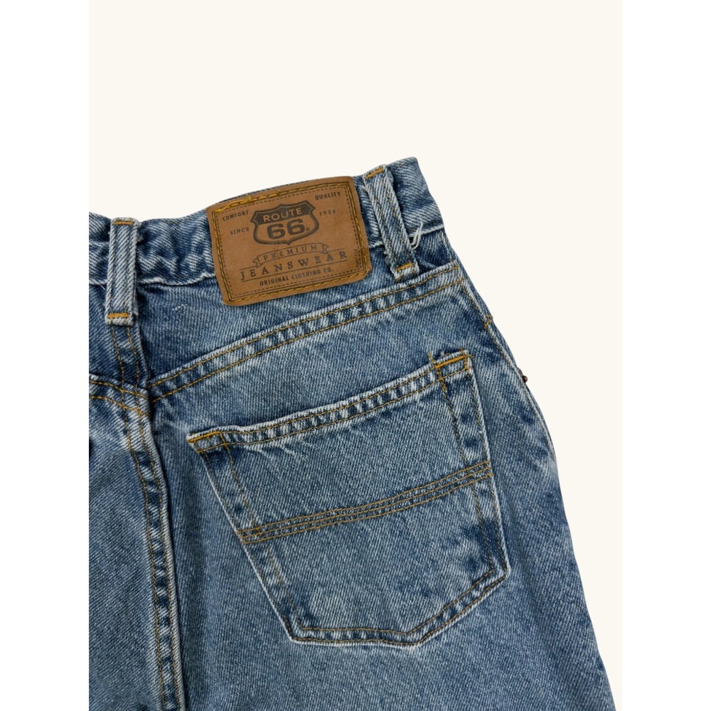Route 66 Vintage High Waisted Relaxed Fit Tapered Leg Mom Jeans Medium Wash 3/4
